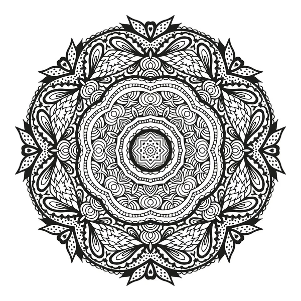 Ornement décoratif rond, motif floral, illustration vectorielle — Image vectorielle