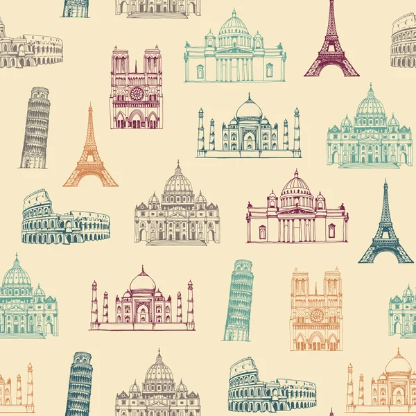 Attractions of the world seamless pattern