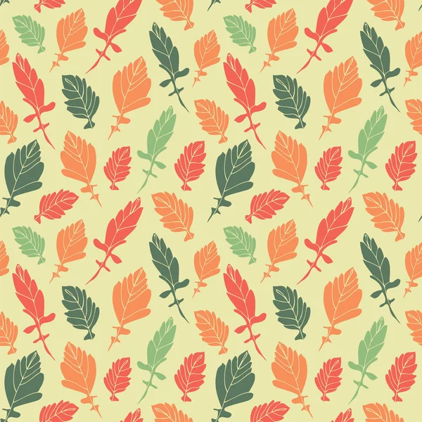 Leaves Seamless Pattern Hand Drawn Floral Fabric Background — Stock Vector