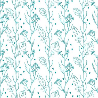 Yaban çiçekleri pürüzsüz desen, el çizimi çiçek arkaplanı