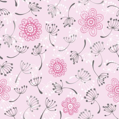 Çiçek karalama deseni, vektör el çizimi çiçek arkaplanı