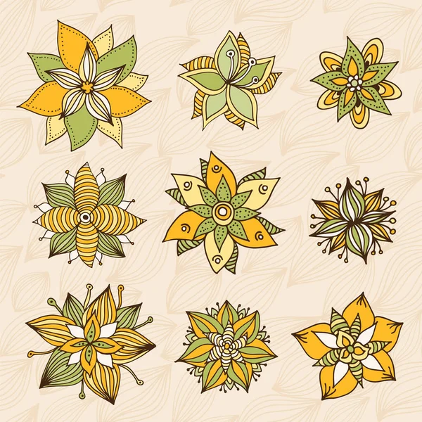 Blumen Doodle Muster Vektor Hand Gezeichnet Floralen Hintergrund — Stockvektor