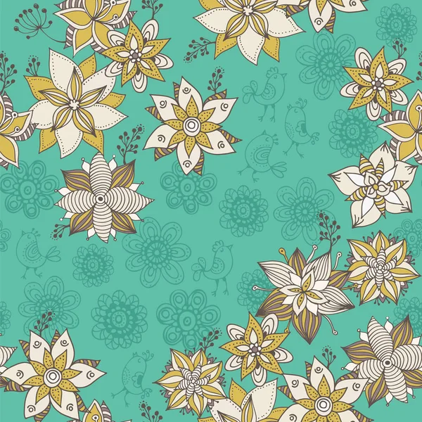 Patrón Garabato Flor Vector Dibujado Mano Fondo Floral — Archivo Imágenes Vectoriales