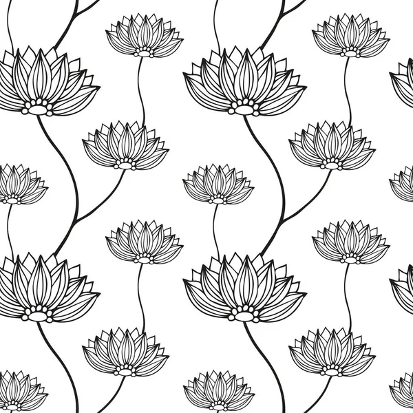 Blumen Doodle Muster Vektor Hand Gezeichnet Floralen Hintergrund — Stockvektor