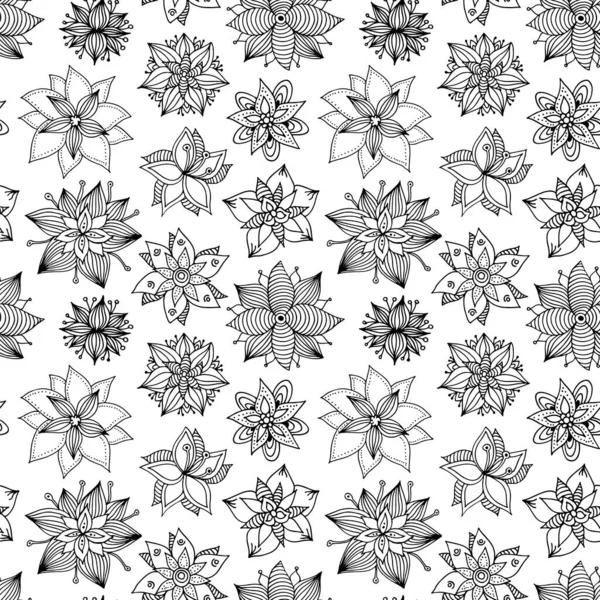 Blumen Doodle Muster Vektor Hand Gezeichnet Floralen Hintergrund Vektorgrafiken