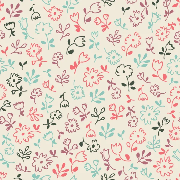 Blumen Doodle Muster Vektor Hand Gezeichnet Floralen Hintergrund Stockvektor