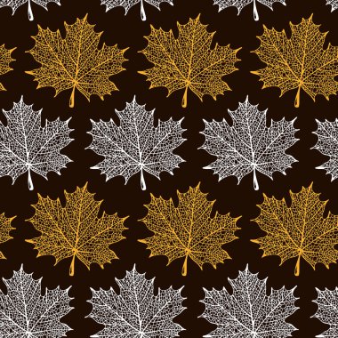 Akçaağaç yaprağı siluet deseni, kusursuz vektör akçaağaç arkaplan