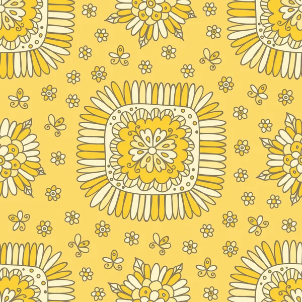 Patrón Garabato Flor Vector Dibujado Mano Fondo Floral — Archivo Imágenes Vectoriales