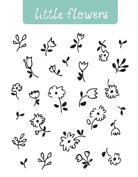 Bloem Doodle Patroon Vector Hand Getekend Bloemen Achtergrond — Stockvector