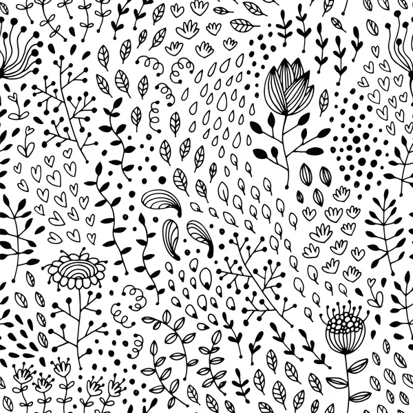 叶子和花无缝花卉背景 — 图库矢量图片