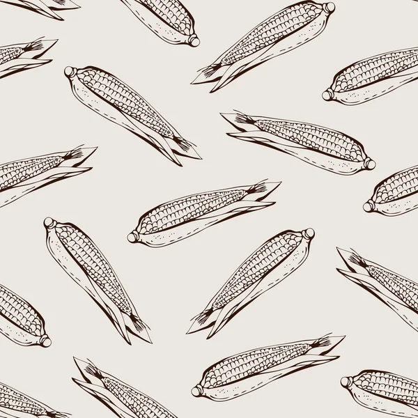 Modèle sans couture avec du maïs dessiné à la main — Image vectorielle