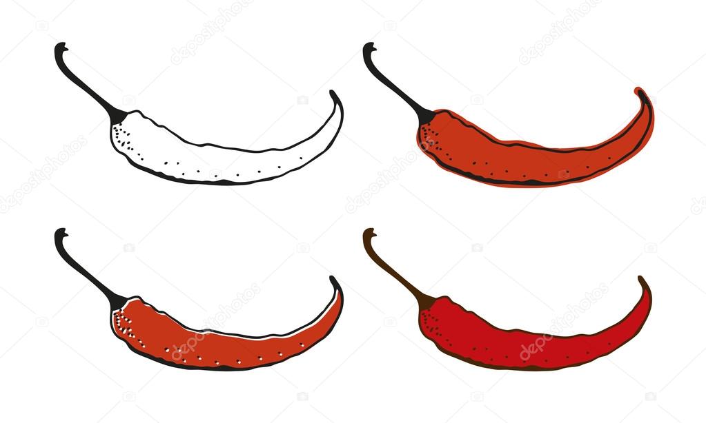 Chili pepper drawing — Stock Vector © fandorina #74660517