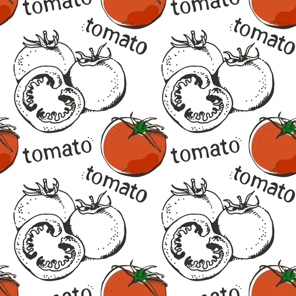 Tomaten von Hand gezeichnet nahtlose Muster — Stockvektor