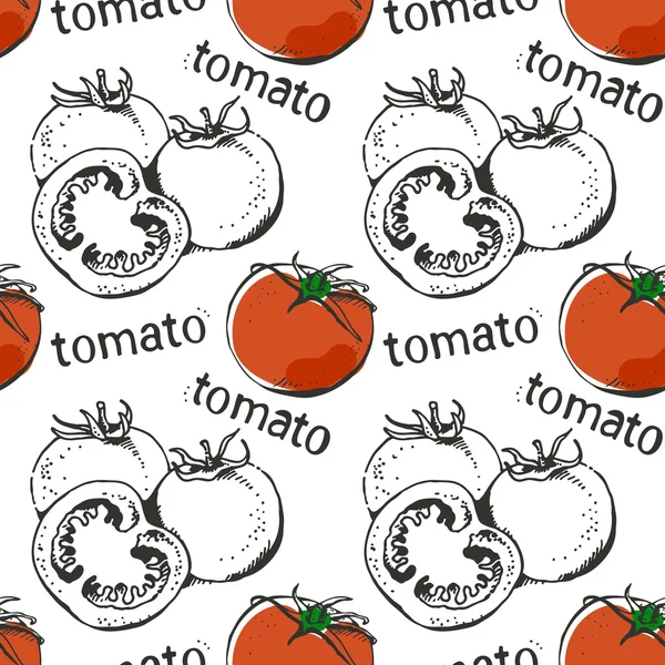 Tomater hand dragna sömlösa mönster — Stock vektor