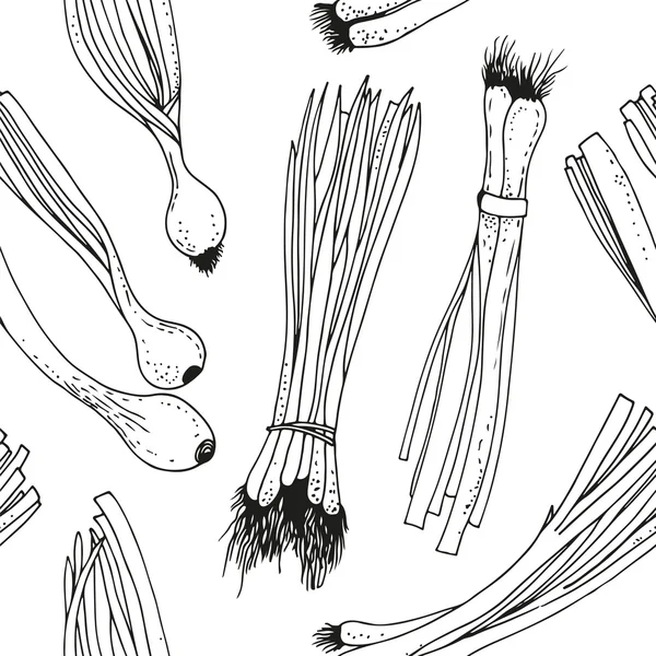 Zwiebelmuster, Lebensmittel nahtlosen Hintergrund von Hand gezeichnet Frühling o — Stockvektor