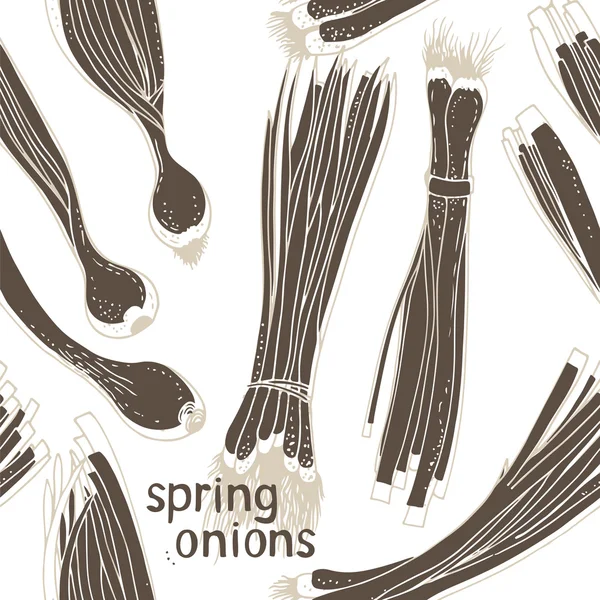 Spring onions pattern — Stock Vector