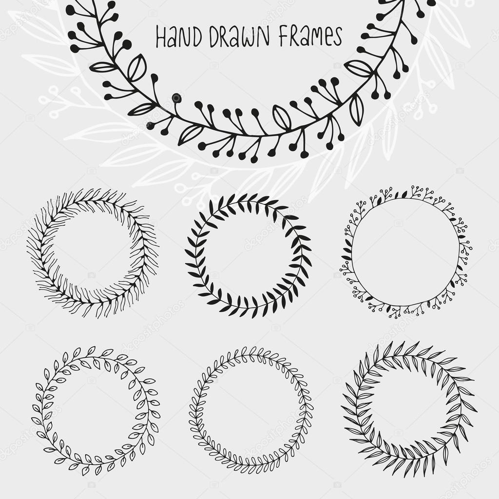 Collection of hand drawn wreaths