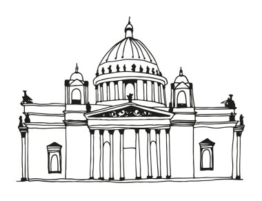 Hand drawn Saint Isaac's Cathedral in Saint Petersburg, Russia clipart