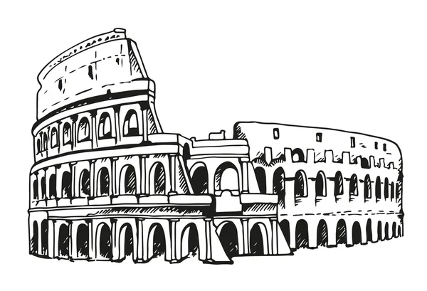 Desenho do Coliseu, ilustração do Coliseu em Roma, Itália — Vetor de Stock