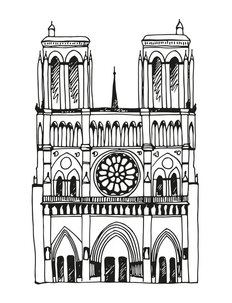 Ručně kreslenou Notre Dame de Paris, Francie — Stockový vektor