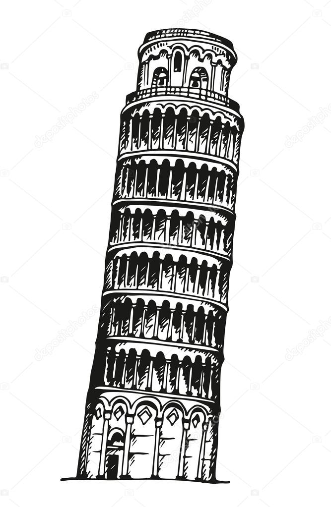 Hand drawn Tower of Pisa