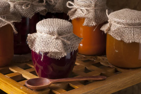 Jars of homemade jam. — Stock Photo, Image