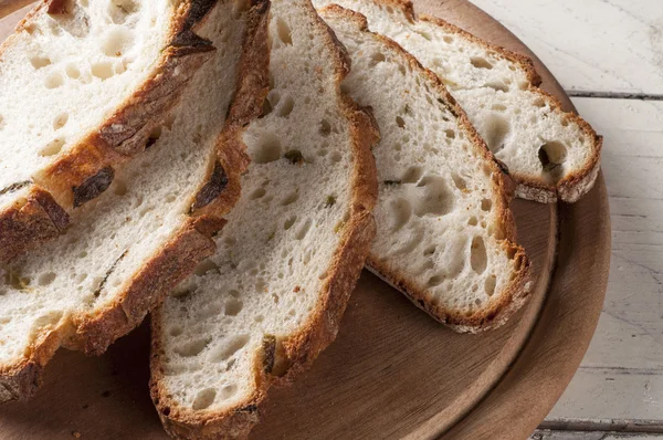 Frisches Scheibenbrot aus nächster Nähe. — Stockfoto