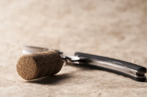 Wine cork in corkscrew Stock Picture