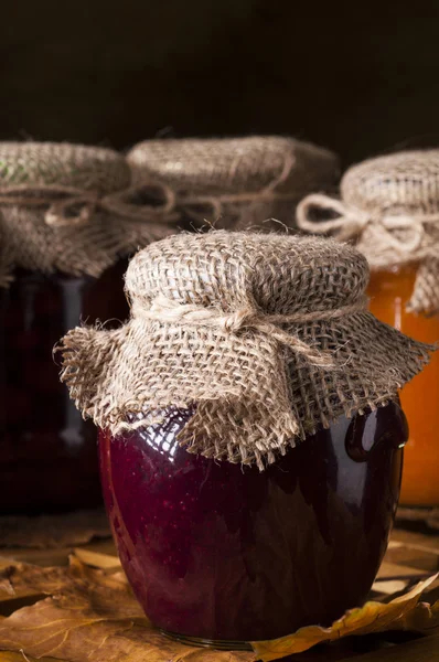 Jars of homemade jam. — Stock Photo, Image