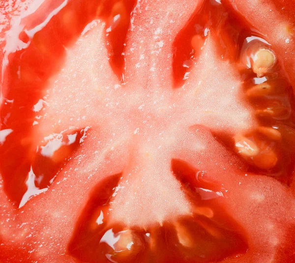 Tomatenscheibe Aus Nächster Nähe Hintergrund — Stockfoto