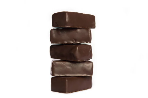 Cinco Doces Chocolate Isolados Fundo Branco — Fotografia de Stock