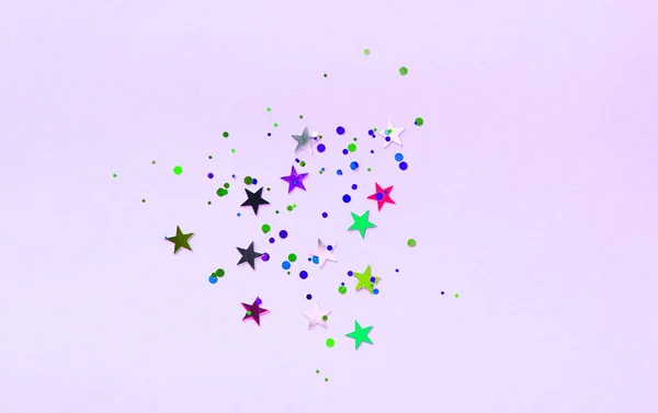 Flieder Hintergrund Mit Buntem Glitzern Und Sternen Party Hintergrund Mit — Stockfoto