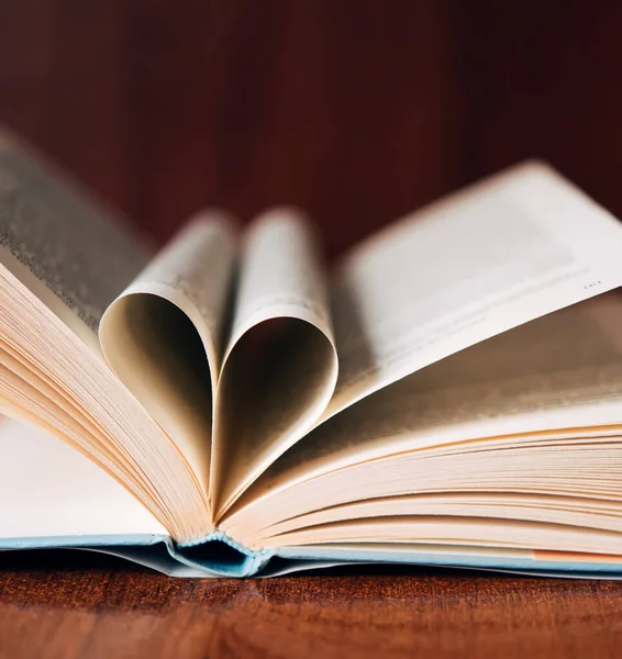 Libros Toman Una Página Papel Misma Hacen Forma Corazón Concepto — Foto de Stock