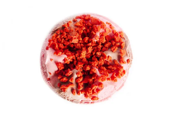 Gelado Cone Perto Sorvete Rosa Colher Cone Waffle Fundo Branco — Fotografia de Stock