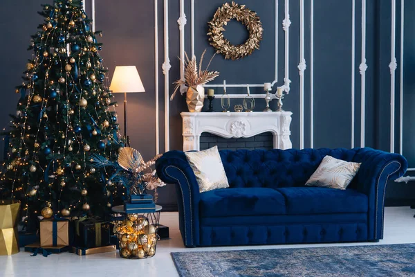 Sala Estar Con Decoraciones Navidad — Foto de Stock