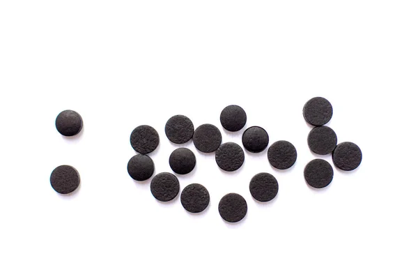 Activated Carbon Pills Harcoal Tablets — Stock Photo, Image