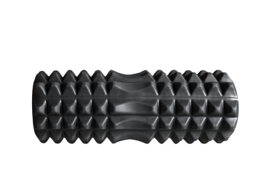 Siyah desenli sert masaj rulosu, şeffaf arka planda izole edilmiş vücut yastığı, png