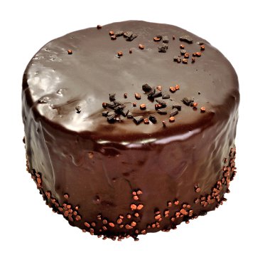 Beyaz arka planda çikolatalı pasta