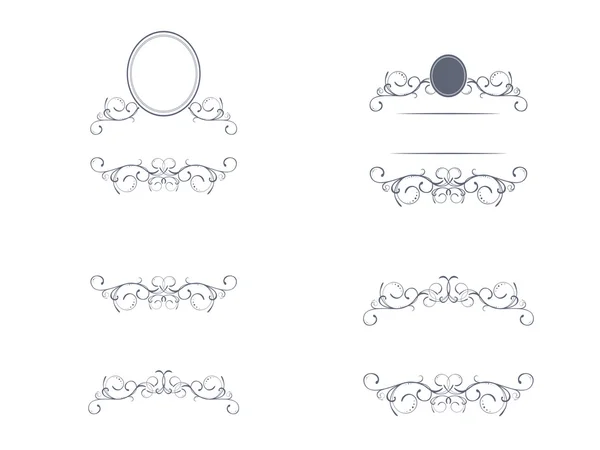 Tourbillon Monogrammes Bordure et cadres ensemble — Image vectorielle