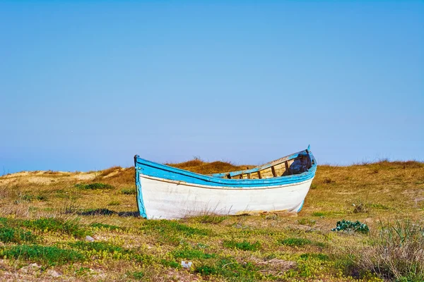 Старая лодка на берегу — стоковое фото