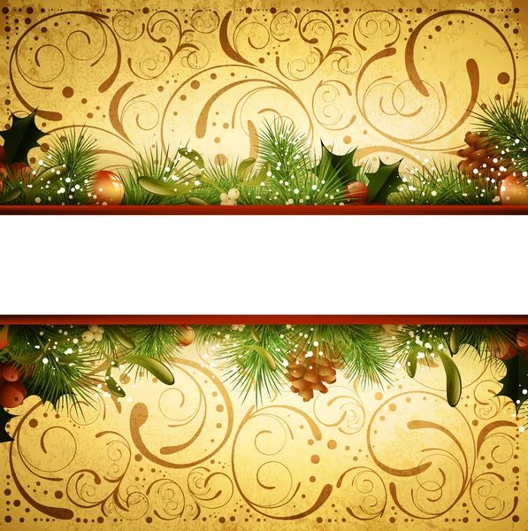 Vintage Christmas and New Year Frame — Stock Vector