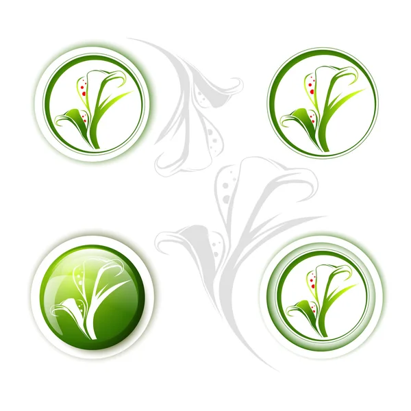 Calla Lily Flower Icon Set — Stock Vector