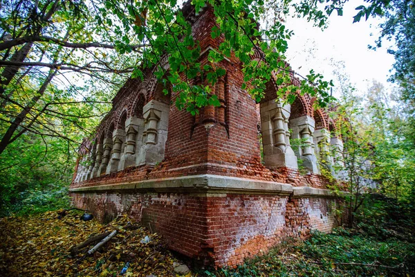 Old Ancient Abandoned Church Ruins Overgrown Plants — Stock Photo, Image