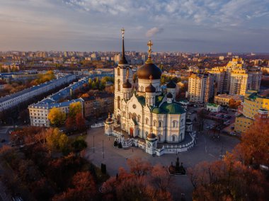 Akşamları Voronezh, Annunciation Cathedral, hava aracı manzarası.