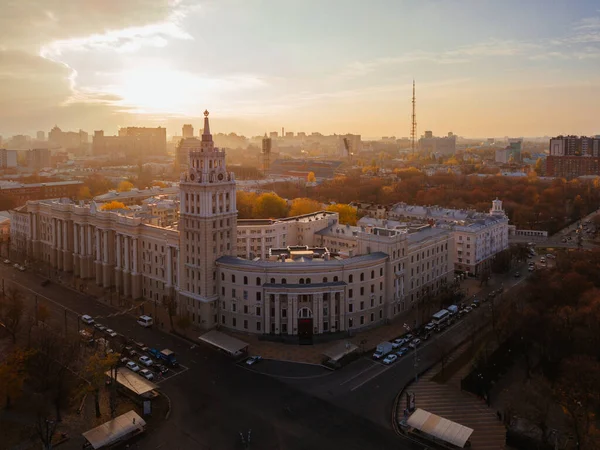 Noite Outono Voronezh Vista Aérea Torre Gestão Ferrovia Sudeste Perspectiva — Fotografia de Stock