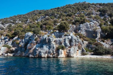 Türkiye 'nin Kekova adasındaki antik kalıntılar.