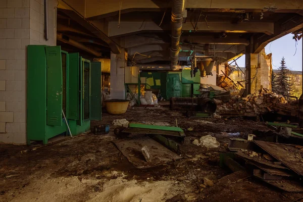 Ruined Factory Interior Consequences Disaster War Demolition — Stock Photo, Image