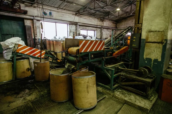 Recycling Von Gummiabfällen Der Fabrik — Stockfoto