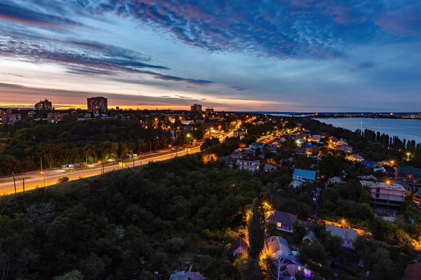 Notte Voronezh Paesaggio Urbano Vista Aerea Dal Tetto — Foto Stock