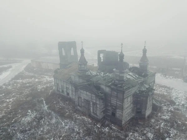 Velha Igreja Russa Abandonada Ruínas Madeira Kamenka Região Kursk Vista — Fotografia de Stock